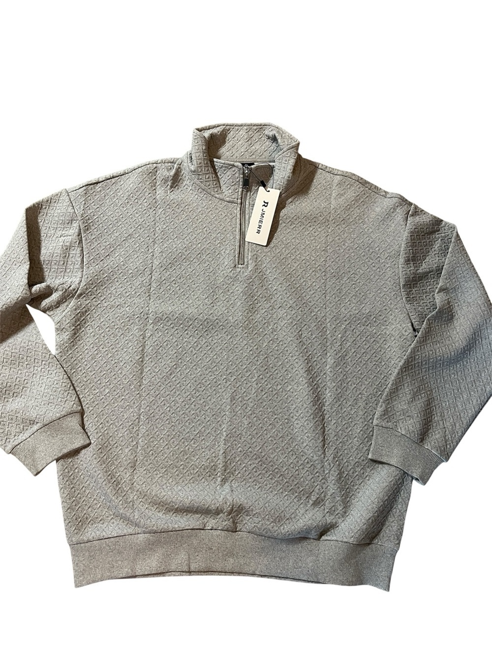 New JMIERR Quarter-Zip Textured Pullover Sweater - Gray
XL